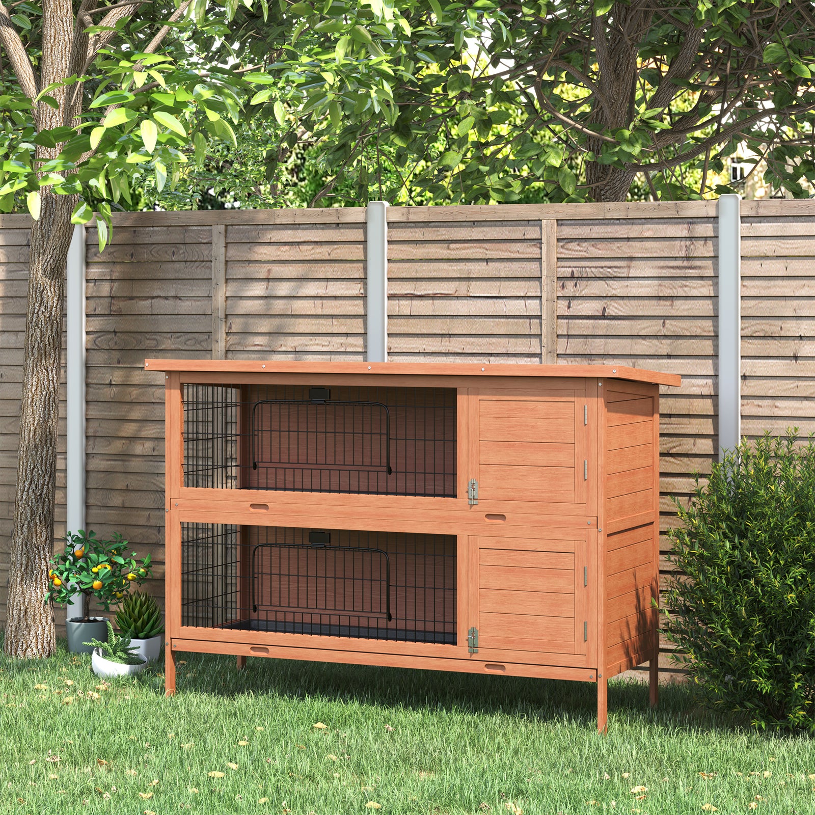 54 Inch Large Rabbit Hutch Guinea Pig Hutches With Sliding Trays Outdoor