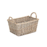 Wicker Antique Wash Finish Handled Unlined Storage Basket | Medium | Brown