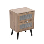 Breeins Modern Dual-drawer Bedside Table With Solid Wood Legs