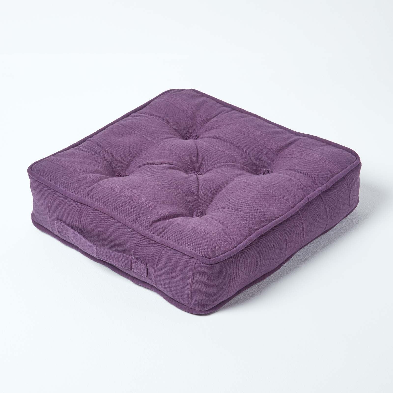 Rajput Ribbed Cotton Floor Cushion | 40cm x 40cm | Purple