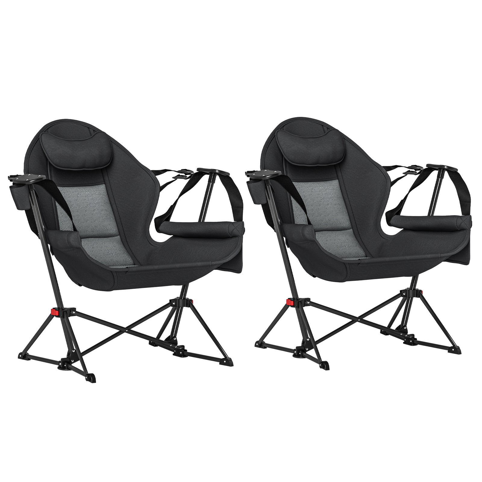 Hammock Camping Chair Set Of 2, Adjustable Back Camp Chair | Black