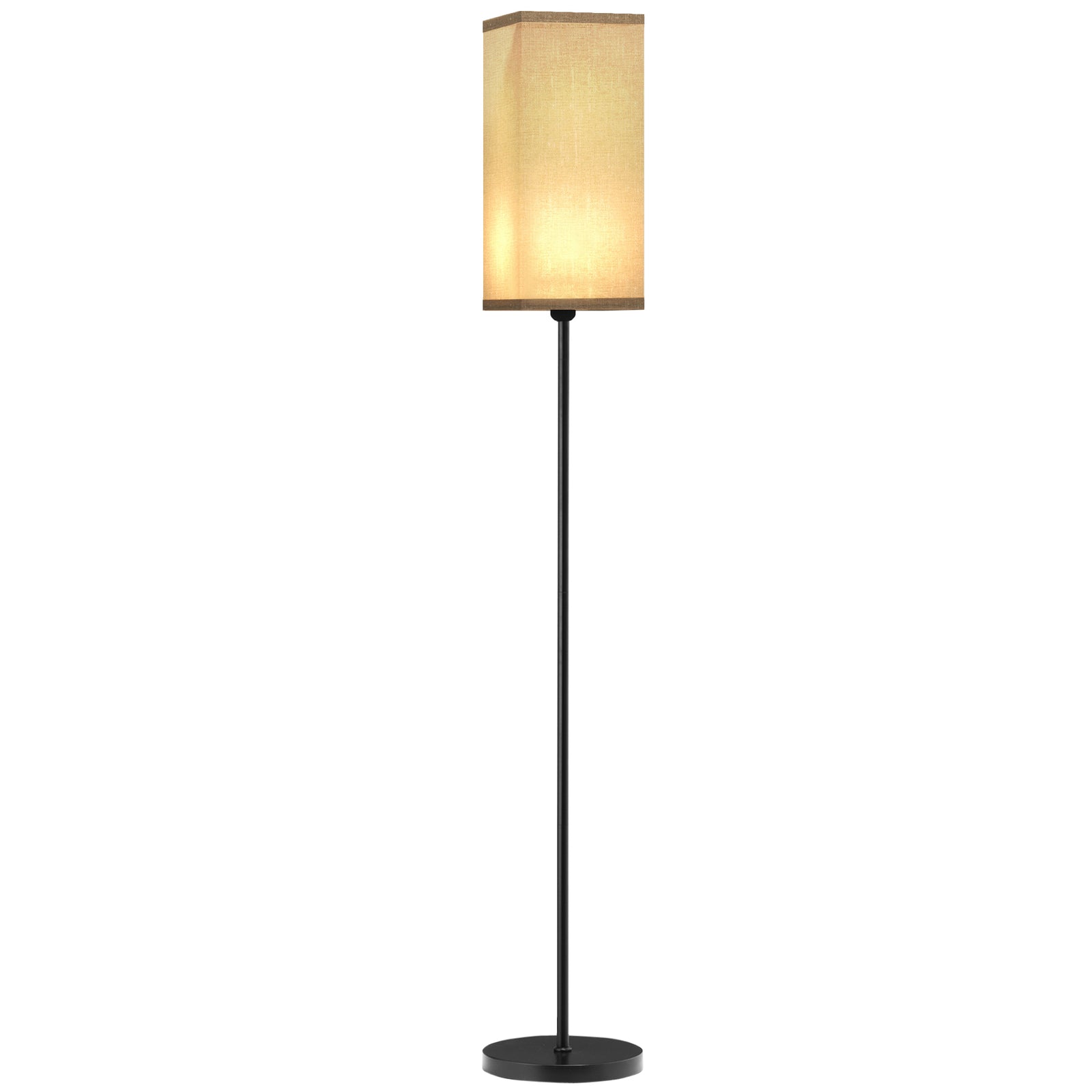 Standing Floor Lamp With Linen Shade, Black