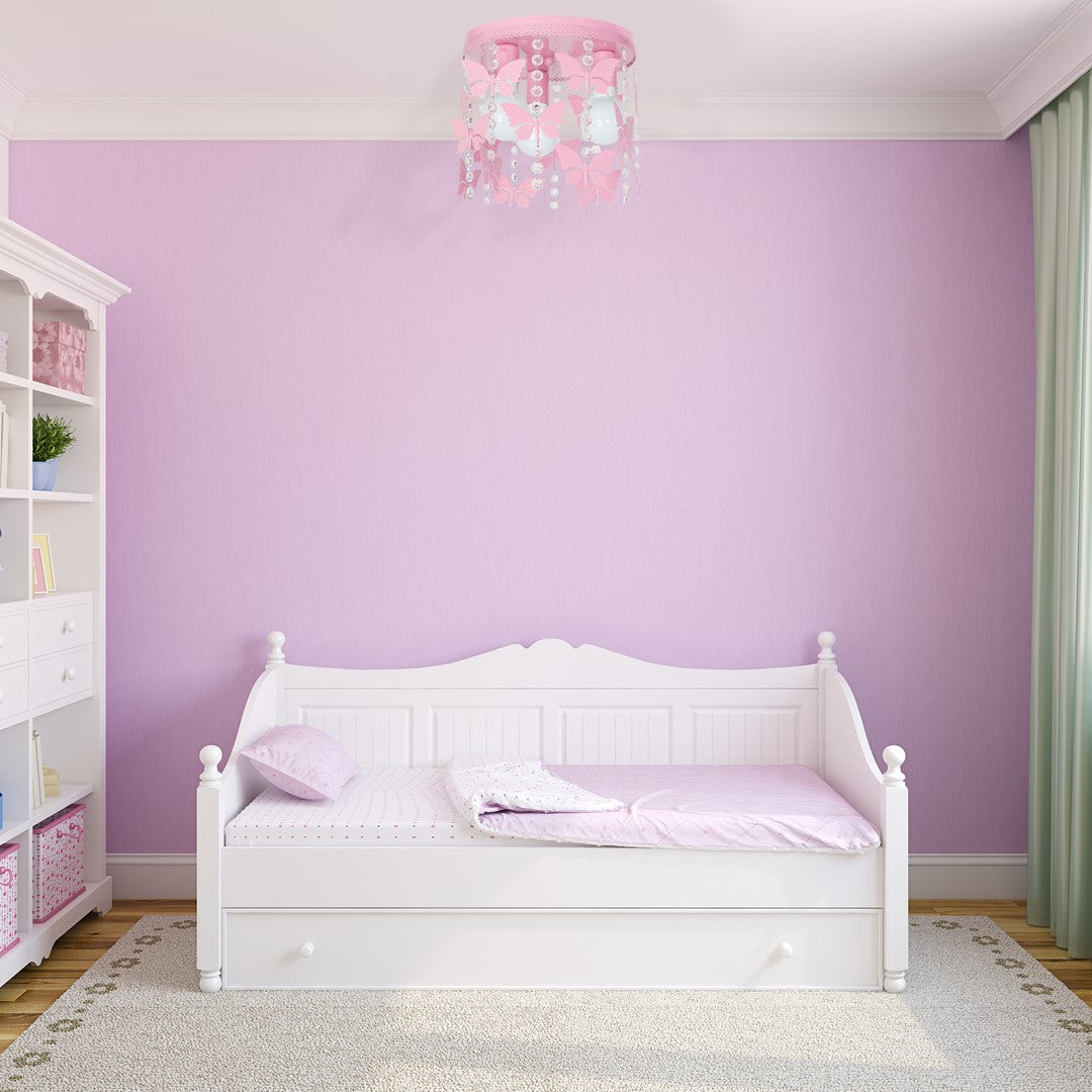 Angelica Baby Pink Ceiling Lamp 3xe27 Hand Made With Delicate Butterflies Suspended By Crystals Boutique Chic Style
