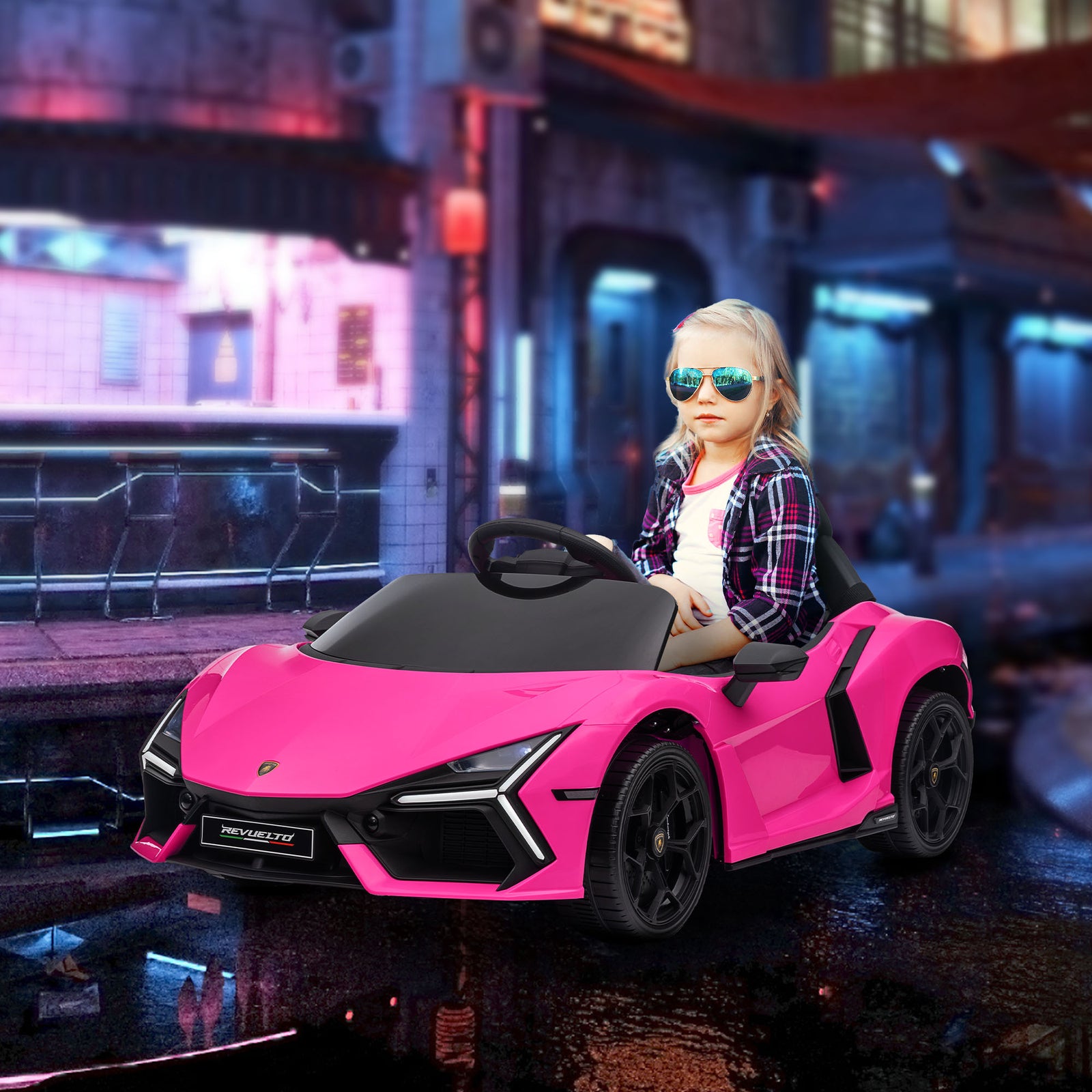 Lamborghini Revuelto Licensed Ride On Car W/ Suspension | Pink