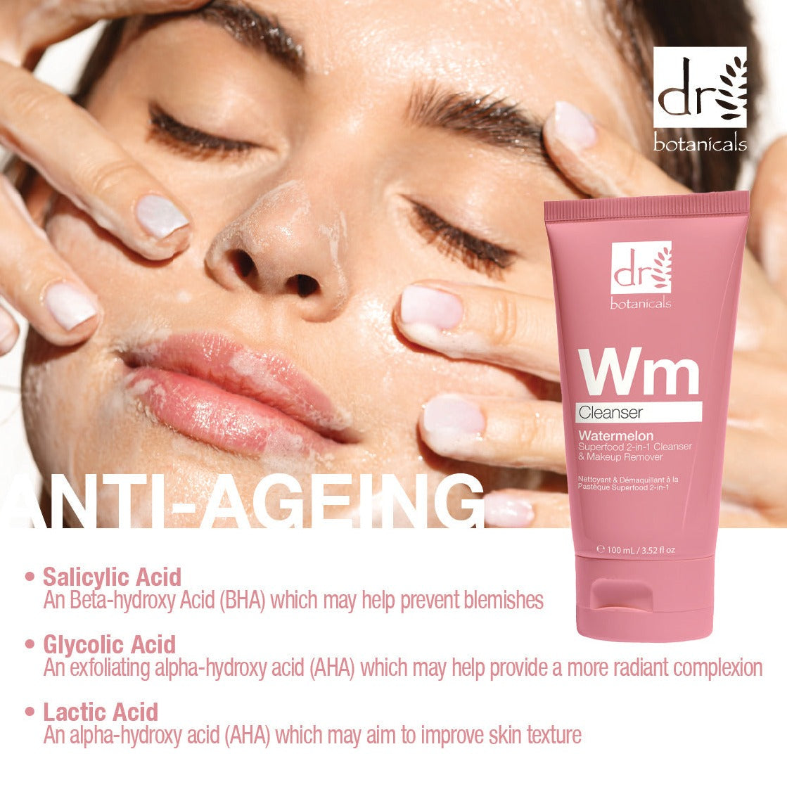 Watermelon Glycolic, Salicylic & Lactic Acid Cleanser 100ml