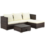 Rattan Garden Sofa Set Storage Table Wicker Patio Lounger | Brown