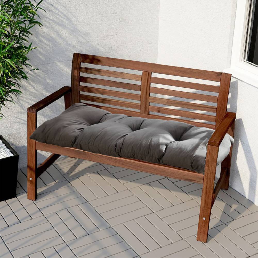 Comfortable Rectangular Tufted Bench Cushion Soft Seat Pad | Small | Dark Grey