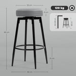 Swivel Bar Stools Set Of 2, Pu Leather Barstools With Footrest | Grey