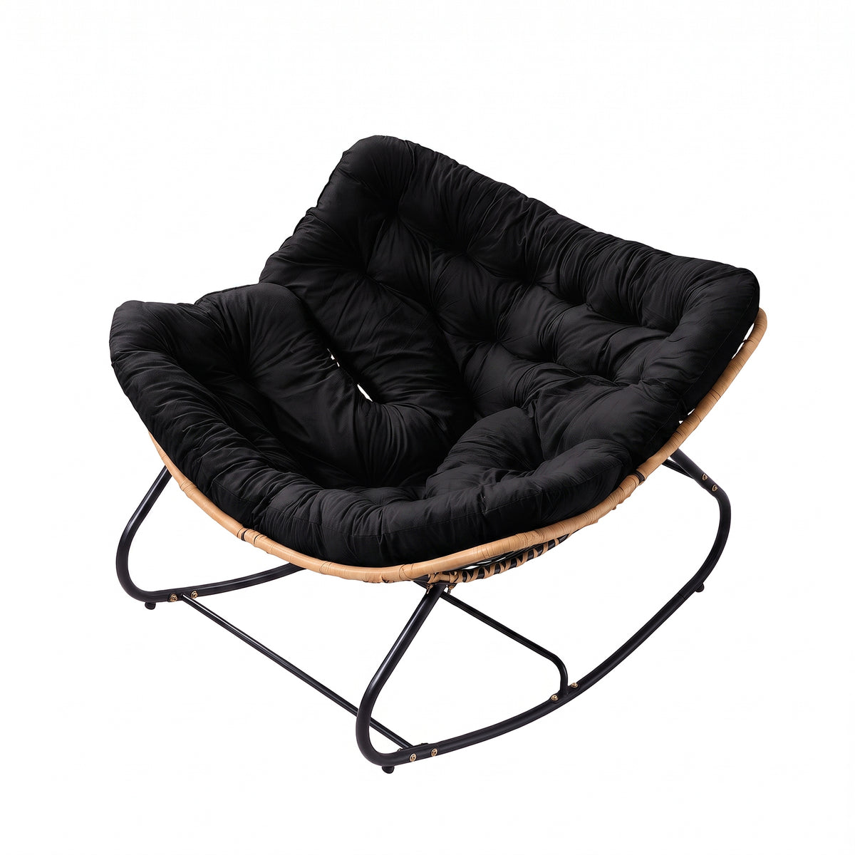 Modern Rocking Chair with Cushion – Compact | Black