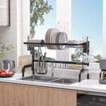 Over The Sink 2 Tier Dish Rack, Black