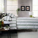 West End Stripe 100% Cotton Duvet Set – Soft & Breathable Bedding | Single | Green