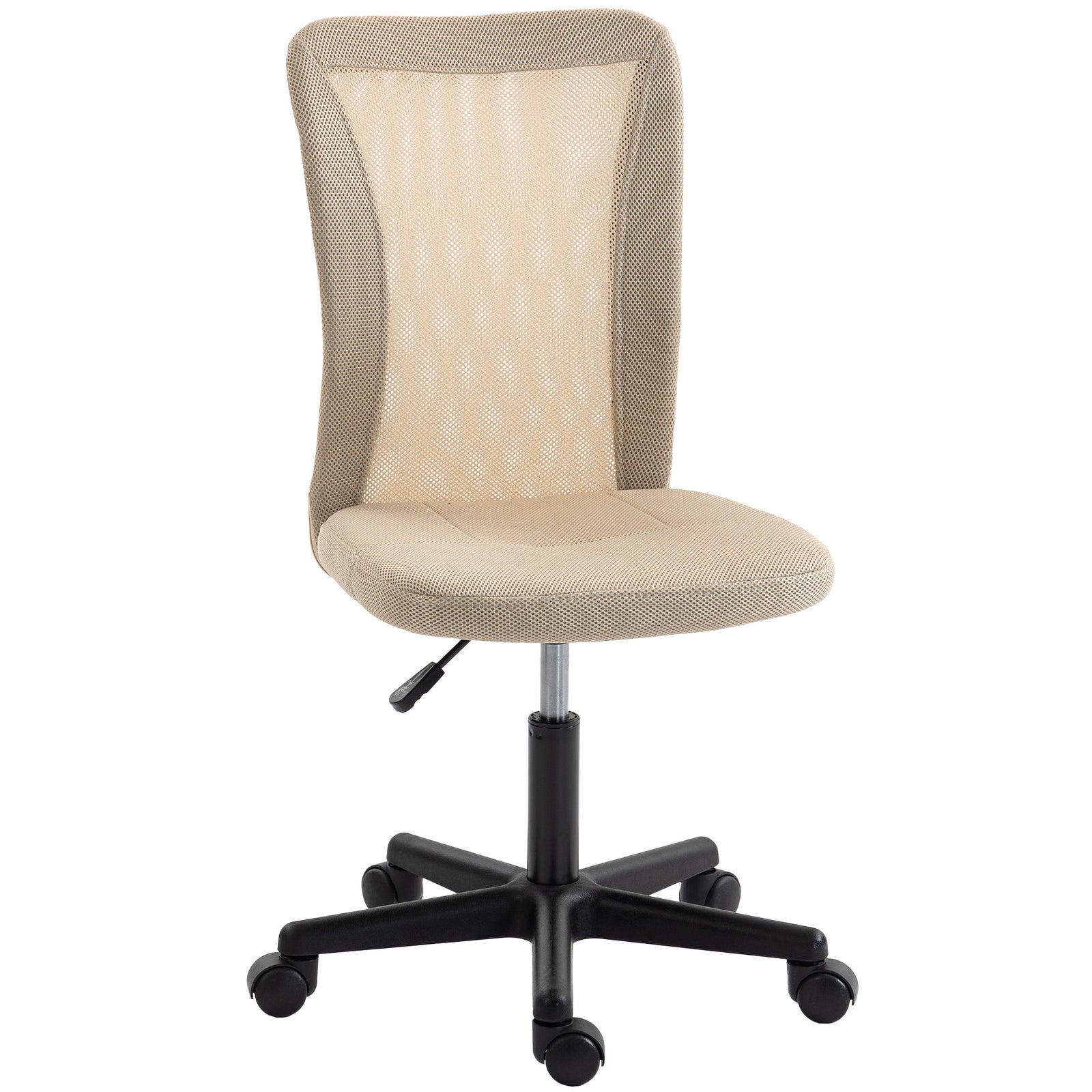 Armless Office Chair, Swivel Desk Chair W/ Adjustable Height | Beige