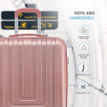 56x45x25cm Large Cabin Carry On Case - Overhead Luggage Suitcase - 4 Spinner Wheels - Abs Hard Shell Cabin Bag | Cabin | Rose Gold