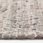Real Leather Handwoven Diamond Pattern Rug | 200cm | Grey
