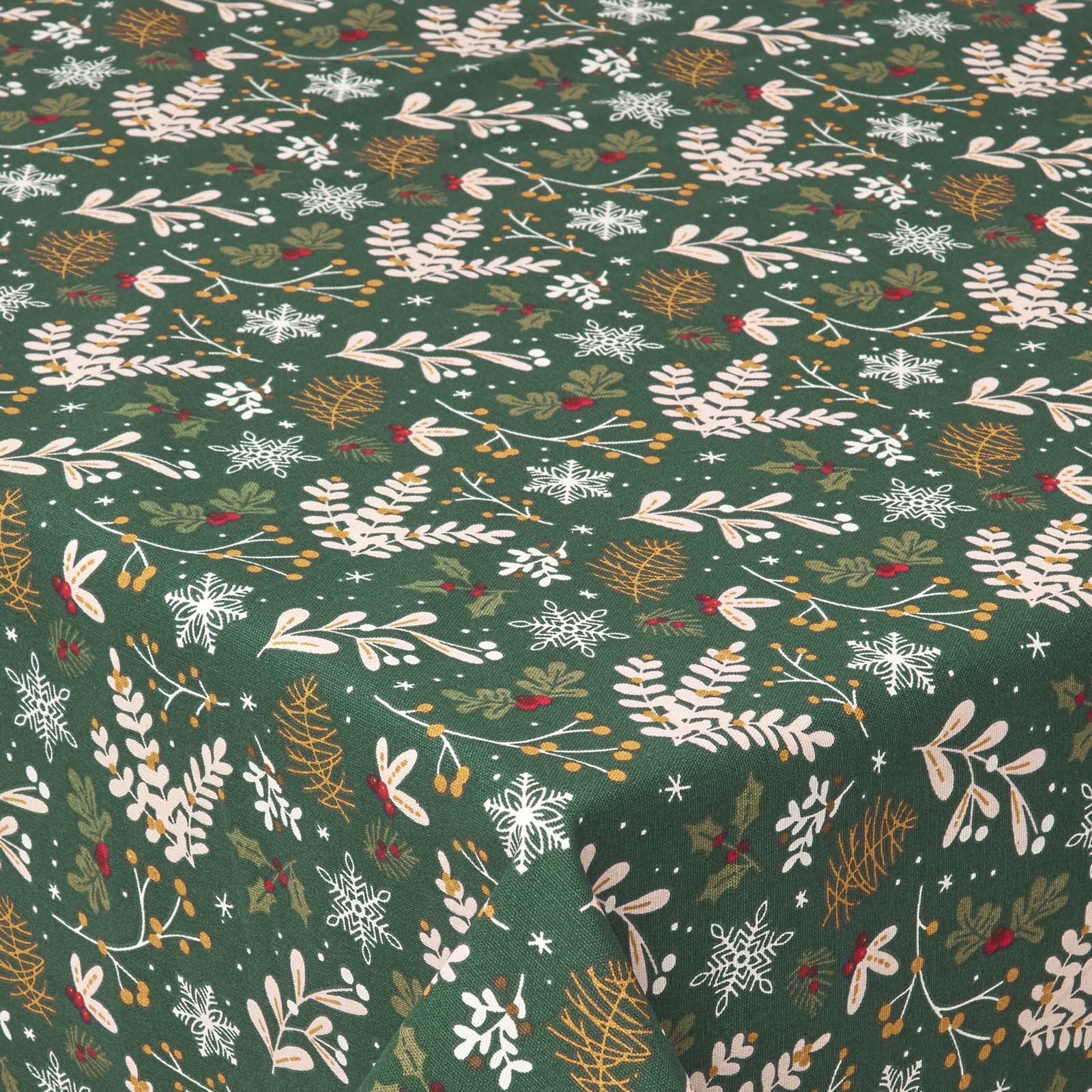 Festive Forest 100% Cotton Green Christmas Tablecloth | 137 x 178cm | Green