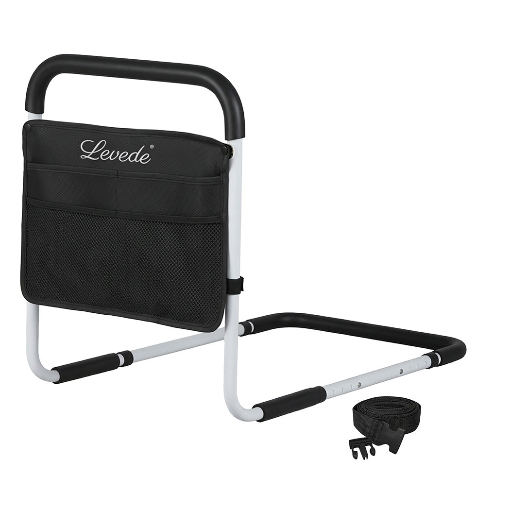 Bed Rails Adjustable Storage Pocket Assist Support Side Railings | White & Black