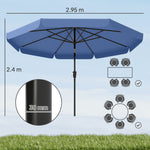 3 M Garden Parasol With Tilt & Crank, Upf30+ Outdoor Table Umbrella | Dark Blue