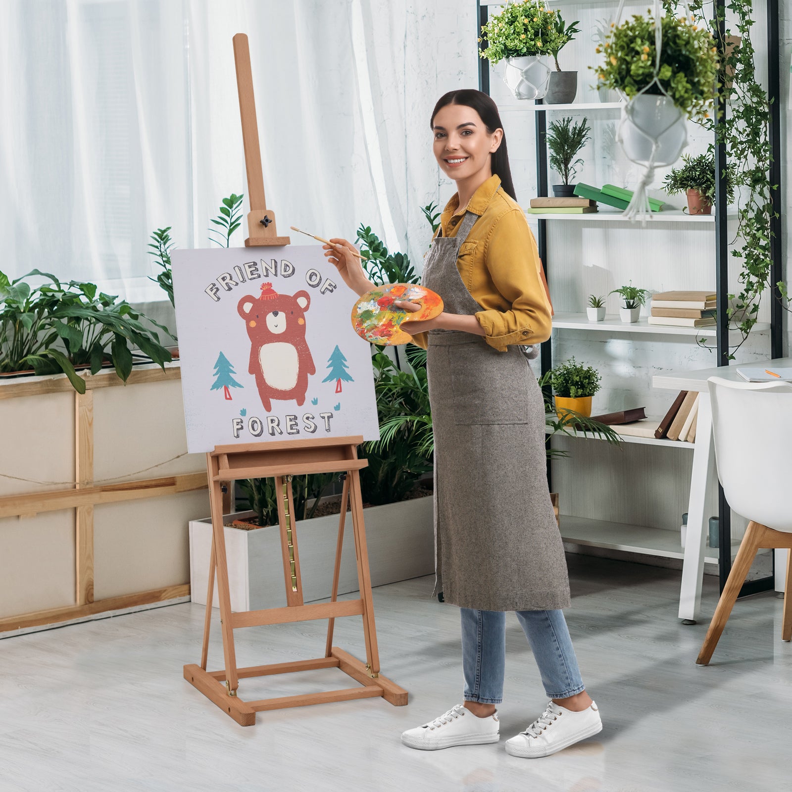 H-frame Studio Easel Height Adjustable With Canvas Holder