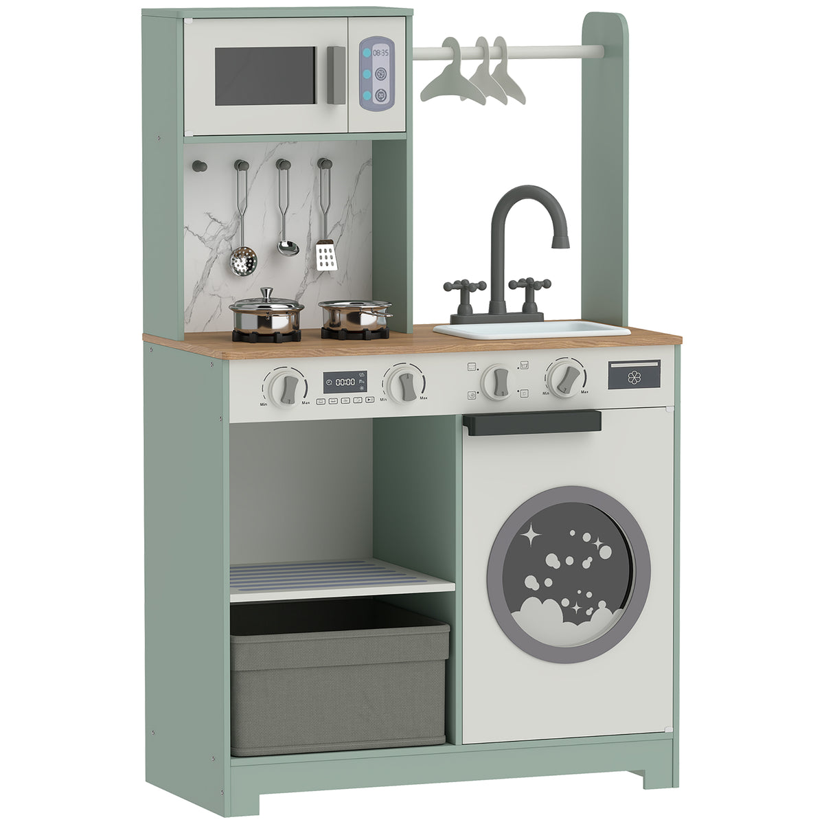 AIYAPLAY Kids Play Kitchen, Pretend Play Toy Kitchen Playset For 3-6 Years