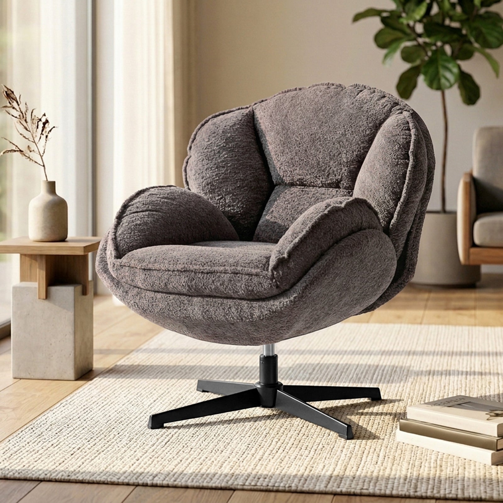 Accent Chair With Swivel For Living Room | Grey