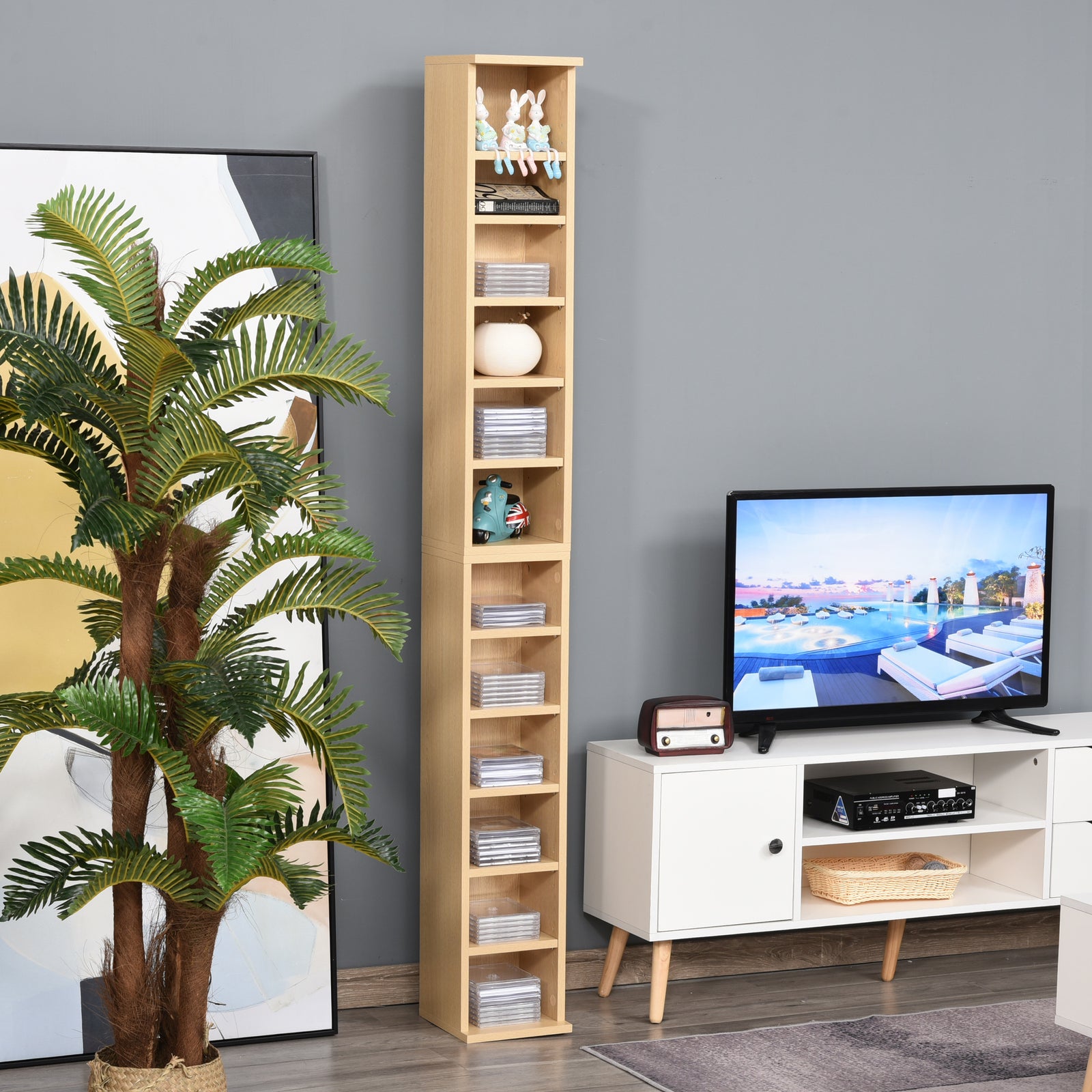 Set Of 2 Cd Storage Units With Adjustable Shelves | One Size | Natura