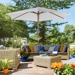 2.5m Wood Garden Parasol Sun Shade | White
