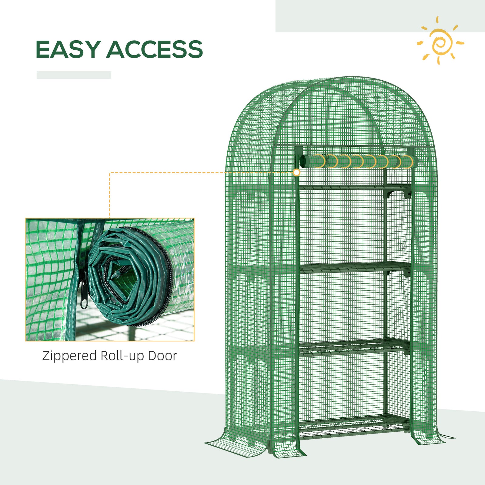 80 X 49 X 160cm Mini Greenhouse Portable Green House With Shelf | Green