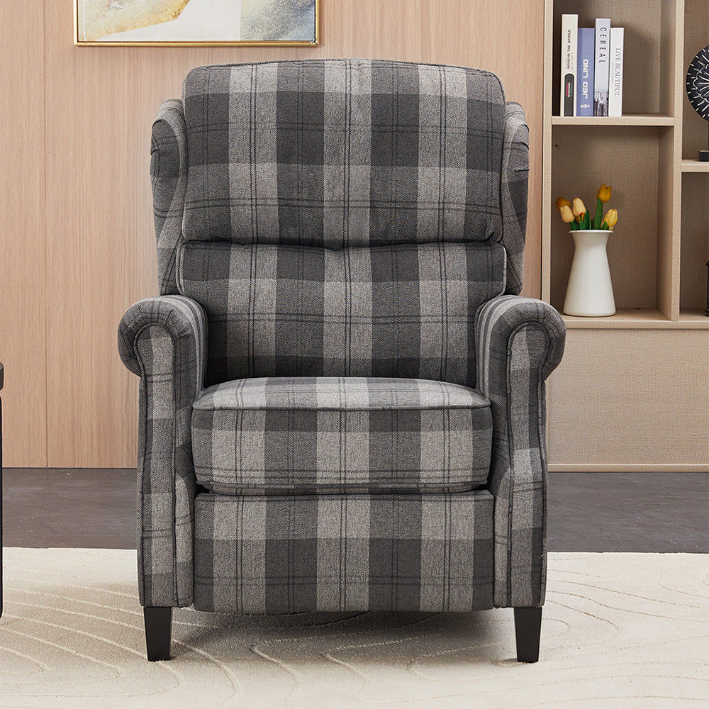 Vintage Linen Upholstered Recliner Chair With Adjustable Backrest
