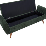 Chenille Upholstered Storage Bench – Extra Long Entryway Bench With Hidden Compartment, 153 X 46 X 54 Cm | Green