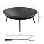 Outsunny Fire Pit, Portable Firepit With Poker, Black