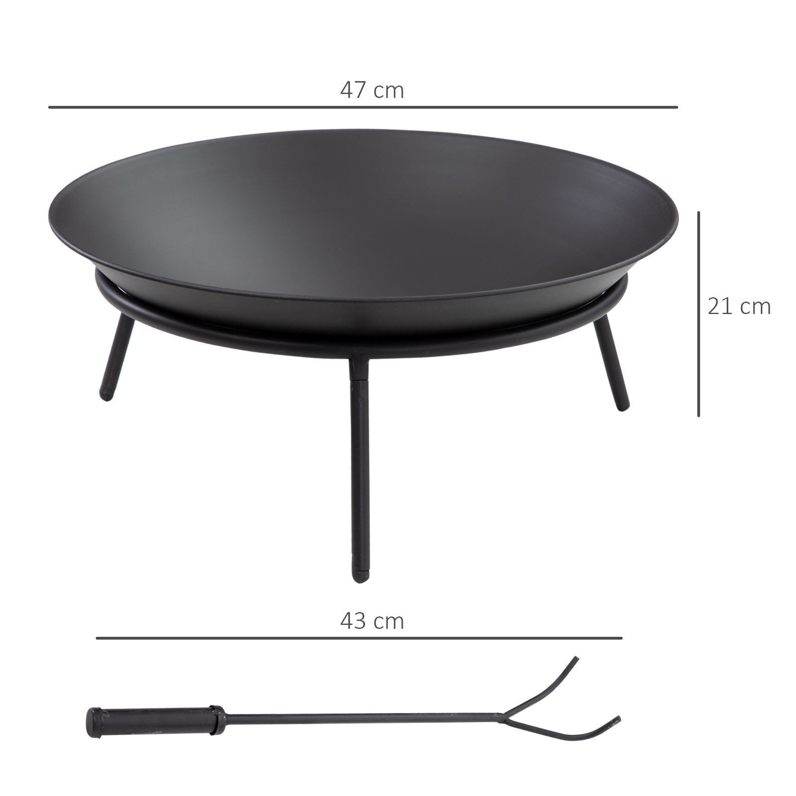 Outsunny Fire Pit, Portable Firepit With Poker, Black