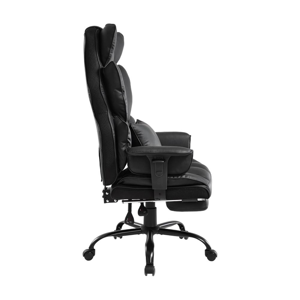 Ergonomic High-back Office Chair With Footrest, Reclining Backrest, Adjustable Height | Black