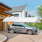 2-rooms Outdoor Carport Galvanized Steel Tent Uv Resistant | White