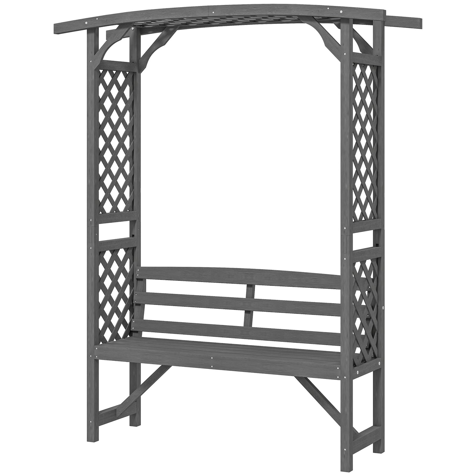 Outsunny Arch Pergola With Seat, Natural Wood, Grey