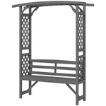 Arch Pergola With Seat, Natural Wood, Grey