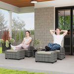 5 Pieces Pe Rattan Set, Reclining Chairs | Grey