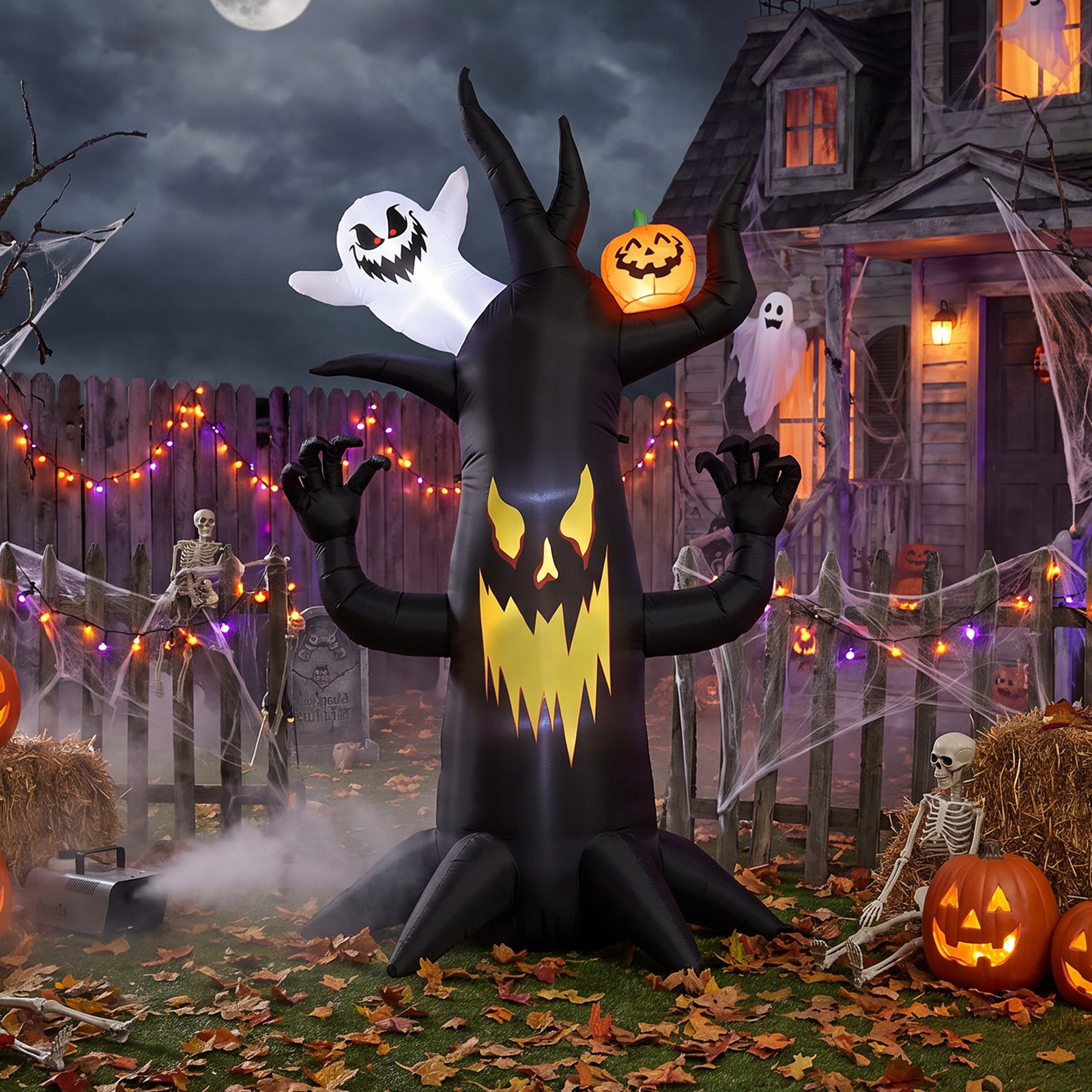 Outsunny 8 Ft Halloween Inflatable Spooky Tree With Built-in Led Lights