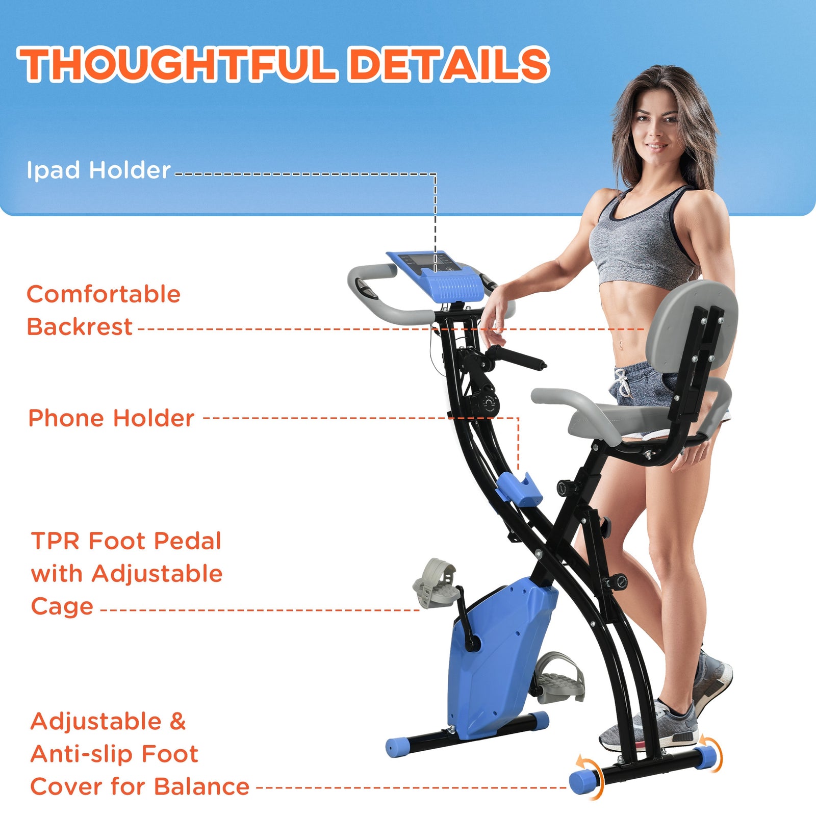 2in1 Exercise Bike With Arm Resistance And Pulse Sensor, Lcd