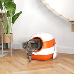Foldable Cat Litter Tray W/ Lid, Deodorant, Scoop | Orange