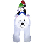 6.4ft Christmas Inflatable Penguins On Polar Bear