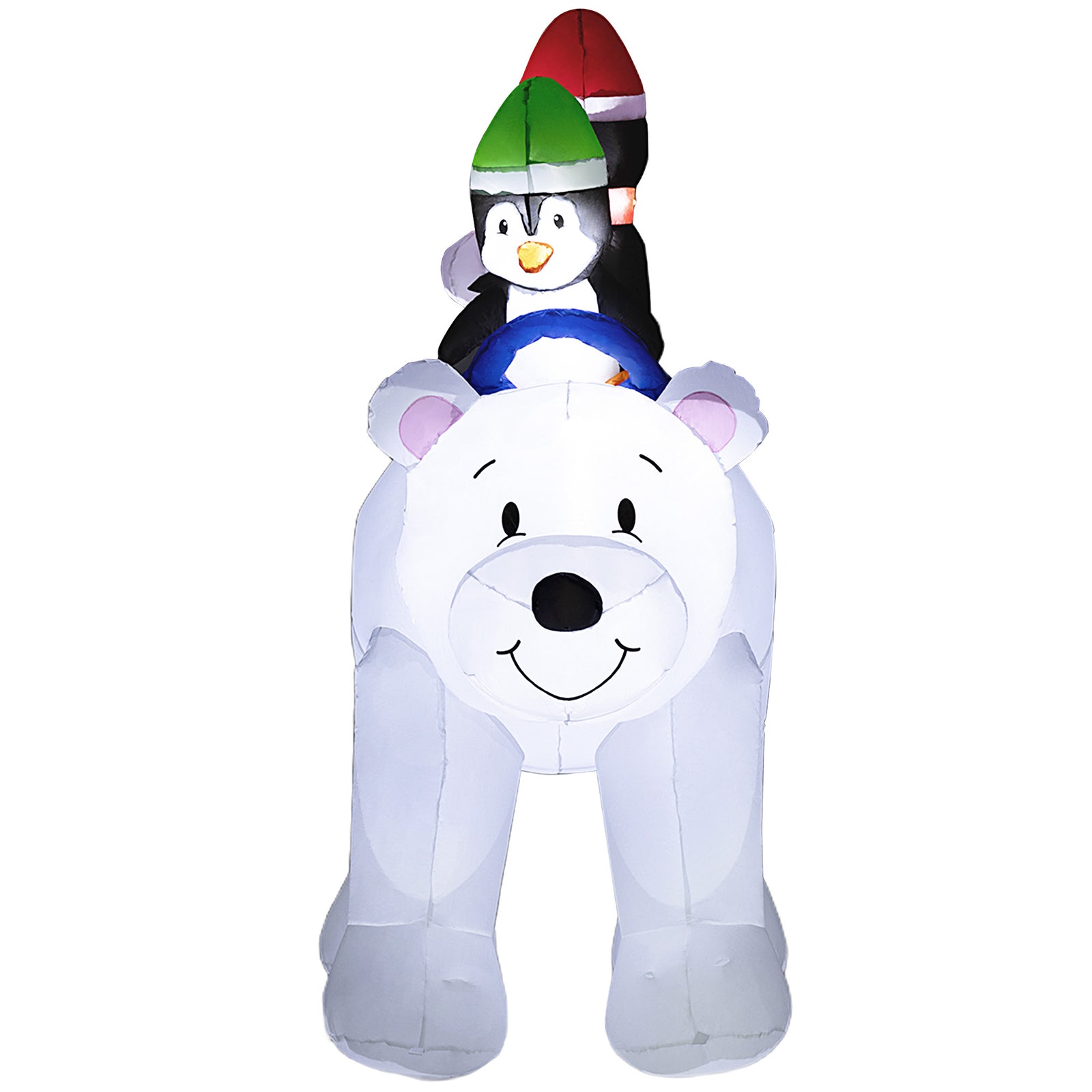 6.4ft Christmas Inflatable Penguins On Polar Bear