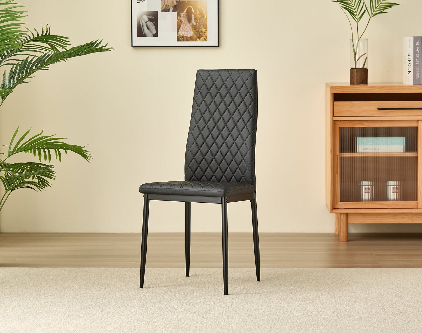 Set Of 4 Emily Faux Leather Dining Chairs - Modern Comfort And Style | Black