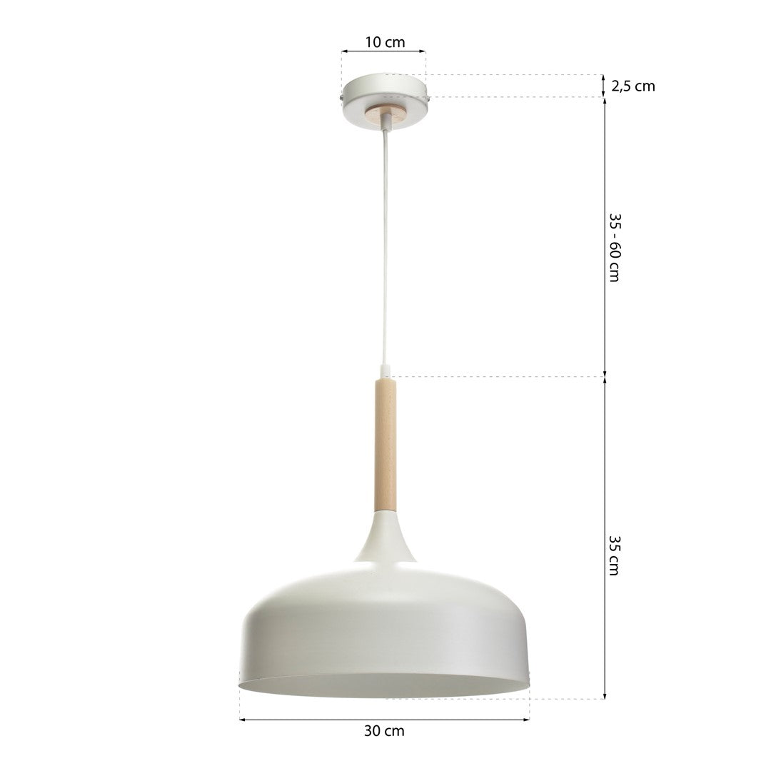 Taylor Hand Made Pendant Lamp With Natural Wood Detail Scandi Style | Black
