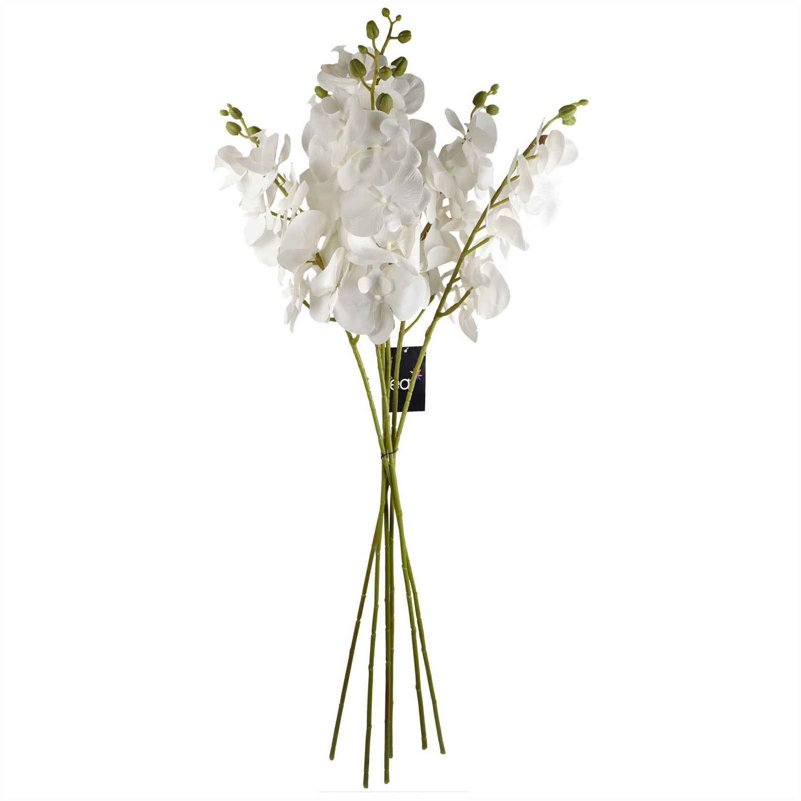 Pack Of 6 X 100cm Artificial Phalaenopsis Orchid White Stem