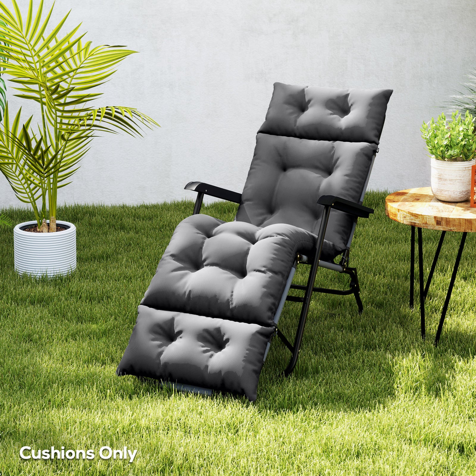 Sun Lounger Cushion Only, Garden Lounge Chair Cushion | Dark Gray