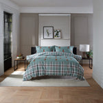 Highland Fell 100% Cotton Duvet Cover Set – Stag Printed Bedding With Piped Edging | Super King | Green