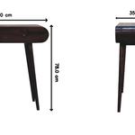 Light Walnut Curved Edge Console Table, 2 Drawers, Dark Brown