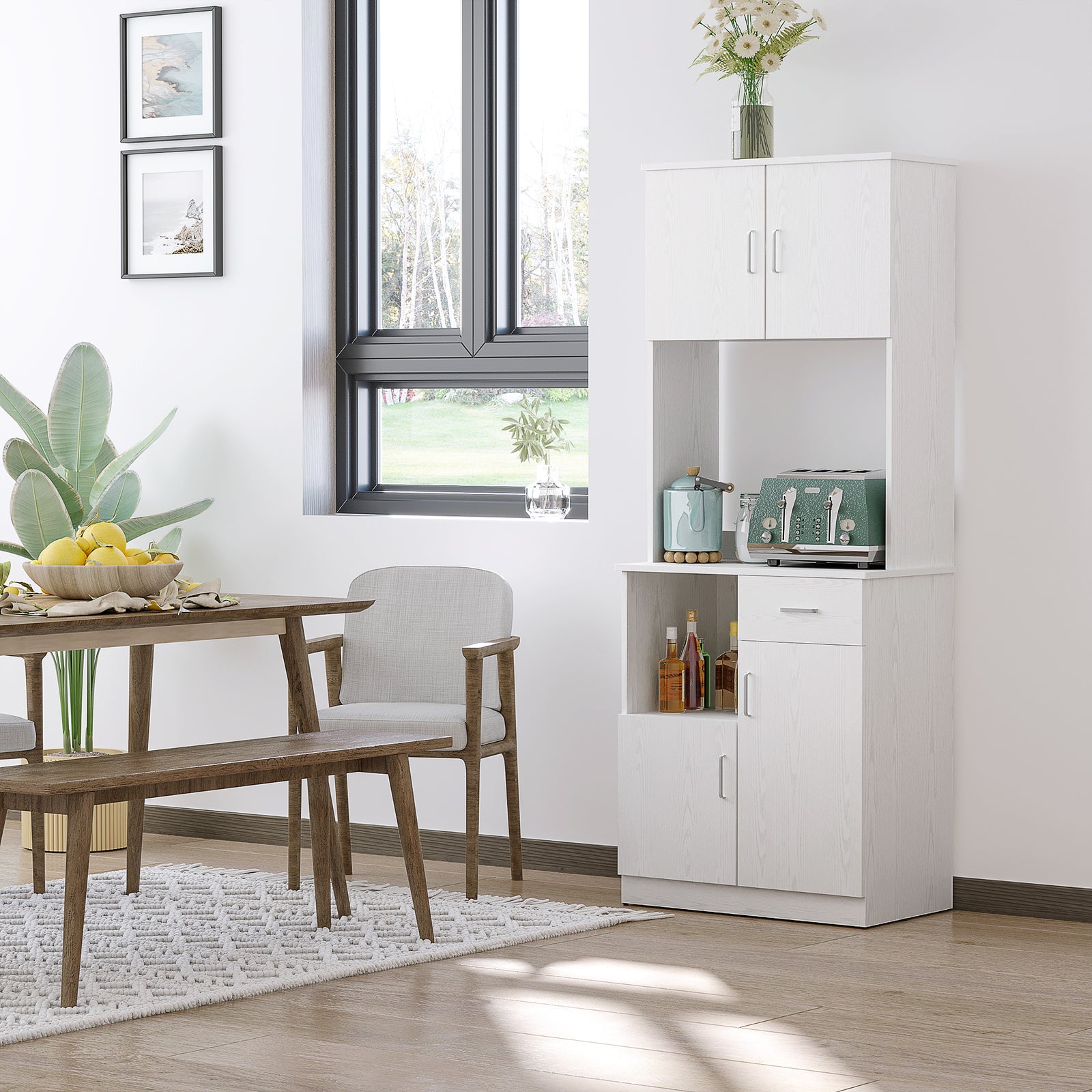 Modern Kitchen Cupboard With Microwave Shelf