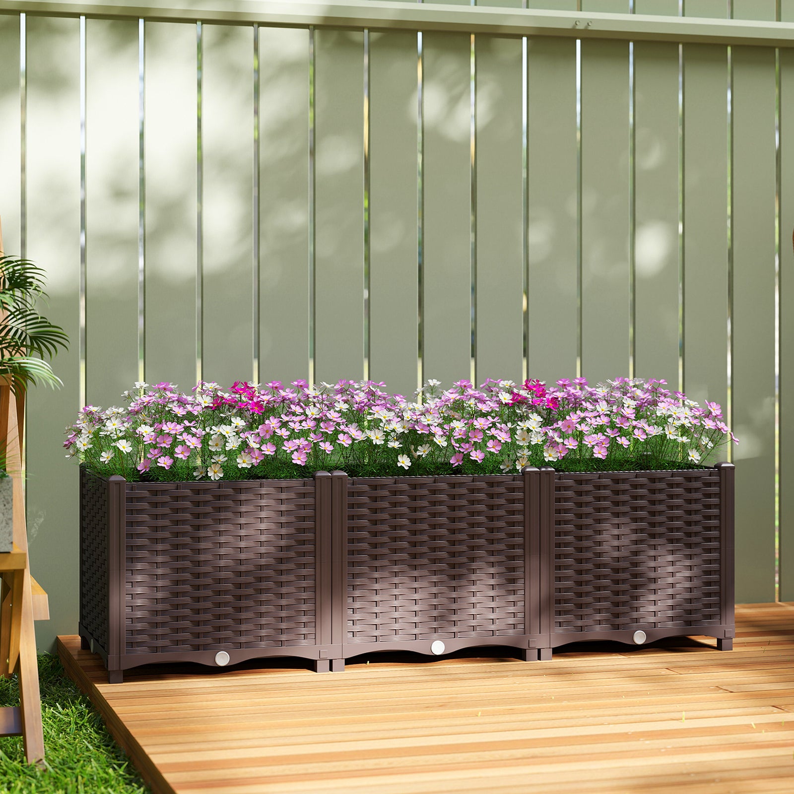 Plastic Raised Garden Bed With Legs And Drainage Holes And Plugs | L | Brown