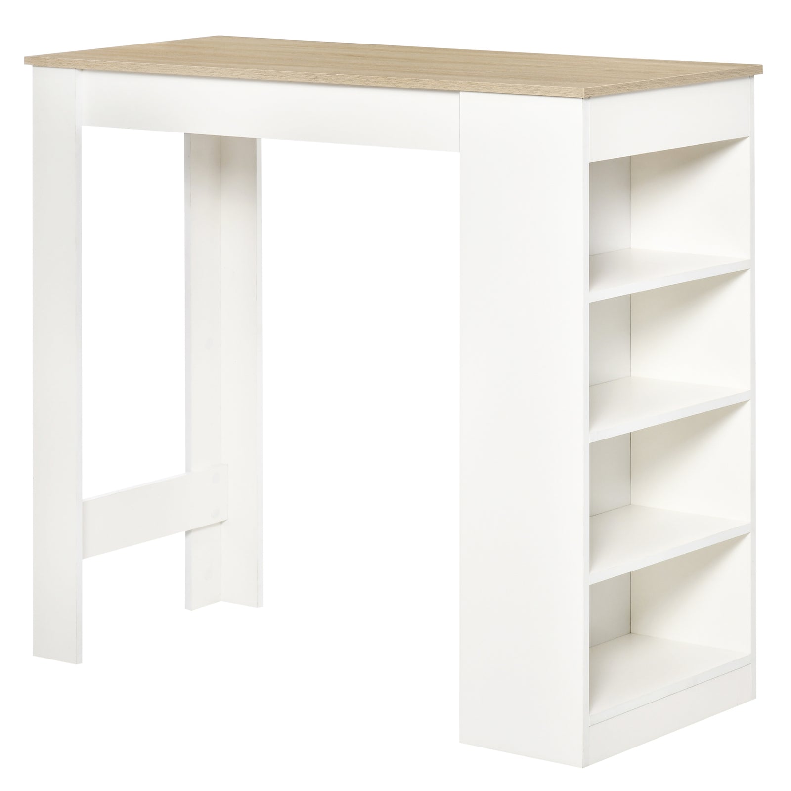 Table Kitchen Dining Table W/ 3-tier Storage Shelf | Beige